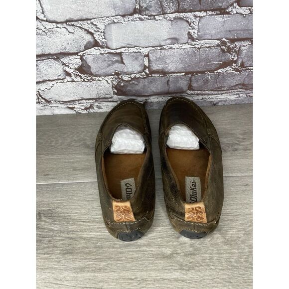 Olukai Akepa Moc Brown Leather Boat Slip On Moccasin Loafer Shoes Men 9M US/42EU - Picture 5 of 16